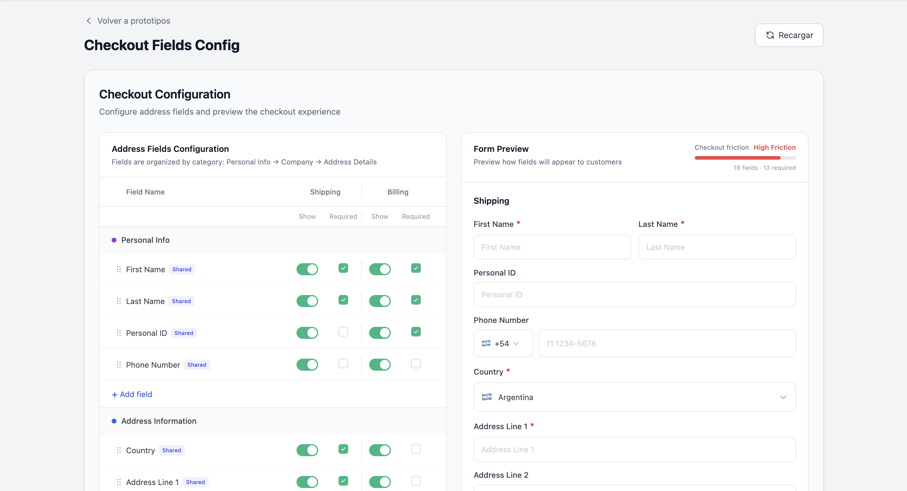 Checkout Fields Config